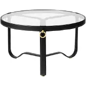 Gubi Adnet Circular Koffietafel Black Leather | Ø70 cm