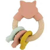 Trixie Baby Activiteitenring van Hout en Silicone - Mrs. Cat - Eerste Speelgoed voor Baby - Kraamcadeau - Baby cadeau