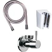 Boss & Wessing Bws complete set met knijp handdouche, slang en hoekstopkraan