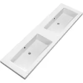 Brauer Solar Medium Dubbele Meubelwastafel 160x46cm Mineraalmarmer - Zonder Kraangaten - Mat Wit - 8720359366368 - Rechthoekig - Wastafels,