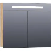 Brauer Promise Spiegelkast 80x70cm MFC 2 Deuren Met Directe LED Verlichting Boven - Forest Tan - Spiegels, Spiegelkasten - 8720359341983