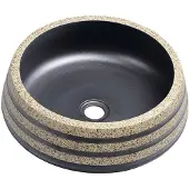 Sapho Waskom priori rond 41x15 cm keramiek strepen zwart /steen
