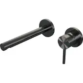 Brauer Inbouw wastafelmengkraan gunmetal edition coldstart rechte uitloop ronde hendel rechts geborsteld gunmetal pvd met rozetten