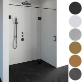 Brauer Void nisdeur 2-delig helder glas 200x200 omkeerbaar met draaideur 70 aan glas incl. glascoating PVD gunmetal