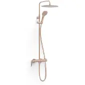 Tres Regendouche fuji in hoogte verstelbaar met handdouche mat rose gold