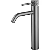 Wiesbaden Wastafelkraan ribbd opbouw xl hoge uitloop gunmetal