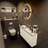 Mondiaz fowy toiletmeubel 100 cm kleur talc. Waskom positie links kleur talc | talc. Zonder kraangat