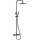 Wiesbaden Ribbd thermostatische regendoucheset opbouw mat zwart