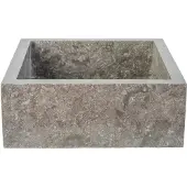 Boss & Wessing Waskom bws stone vierkant 40x40x15 cm gepolijst natuursteen grijs