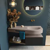Mondiaz Riva badmeubel 120cm Urban met 1 lade en wastafel rechts 0 kraangaten Smoke