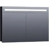 Brauer Promise Spiegelkast 100x70cm MDF 2 Deuren Met Directe LED Verlichting Boven - Mat Zwart - Spiegels, Spiegelkasten - 8720359341259