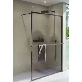 Riho Inloopdouche Lucid GD400 Omkeerbaar Verstelbaar Aluminium 200x120 cm Mat Zwart