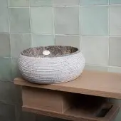 Loutro Waskom rocky t rond 20x20x12 cm marmer taupe