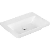 Villeroy & Boch Wastafel subway 3.0 met ceramicplus zonder kraangat zonder overloop 65x47x16.5 cm stone white