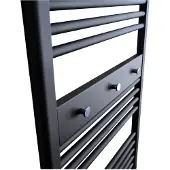 Sanicare Handdoekhouder paneel 52x9x3 cm zwart met 3 chromen handdoekknoppen
