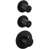 Brauer Regendoucheset Inbouw Black Carving Thermostatisch 30cm met Gebogen Wandarm, Glijstang en Handdouche Staaf Losse Stopkranen Mat Zwart