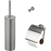 Geesa Toiletset Accessoires Nemox met Toiletborstel Toiletrolhouder en Handdoekhaak RVS