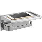 Best design Toiletrolhouder met Telefoonplankje 18x12 cm Chroom (zonder telefoon)