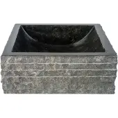 Boss & Wessing Waskom bws stone vierkant 40x40x15 cm natuursteen zwart