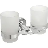 Sapho Dubbele Bekerhouder X-Round Hangend met Zeephouder Chroom / Melkglas