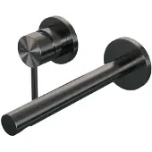 Brauer Gunmetal Edition inbouw wastafelmengkraan met rechte uitloop en rozetten model A2 gunmetal geborsteld PVD