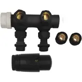Sanilux Radiator aansluitset thermostatisch midden haaks mat zwart