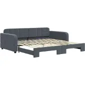 vidaXL Slaapbank met onderschuifbed 100x200 cm fluweel donkergrijs