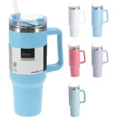 Excellent houseware Isoleerbeker RVS Met Rietje 1200ml Verschillende verschillende RVS Excellent