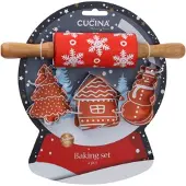 Home & Styling Bakset kids Sneeuwbal - Deegroller + vormpjes - Rood