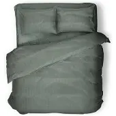 Eleganzzz Dekbedovertrek Hotel Kwaliteit Satijn Streep - olive green 140x200/220cm