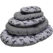 Rosewood All Seasons Ovale Hondenmatras – XL 95 cm – Wasbaar & Omkeerbaar Hondenkussen – Comfortabel & Stevig Ligbed – Grijs Linnenlook met Hondenprint