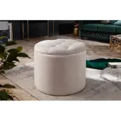 Invicta Elegante kruk MODERN BAROK 50 cm champagne fluwelen opbergmand - 40738