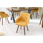 Invicta Design klassieke stoel SCANDINAVIA MEESTERSTUK mosterdgeel met armleuning - 40124