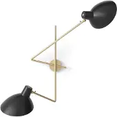 Astep VV Cinquanta Twin Wandlamp Brass Mount, Black Reflector