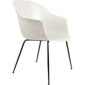 Gubi Bat Dining Chair Ongeë upholstered Conic Base | Black Matt | Alabaster White