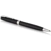 Parker Sonnet-balpen | Matzwart met palladium rand | Medium penpunt met zwarte inkt | Geschenkdoos