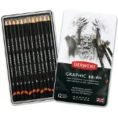 Derwent Graphic Medium potloden set in blik assorti 12 stuks