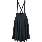 Voodoo Vixen - Rockabilly Midirok - Toyin Black Herringbone Overall Skirt - S tot 4XL - voor Vrouwen - zwart - Maat XL