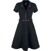 Queen Kerosin - Rockabilly Midi-jurk - Workwear Dress - S tot XXL - voor Vrouwen - zwart - Maat M