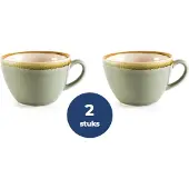 Olympia Kiln Cappuccino Kop - Mosgroen - 34cl (Set van 2 stuks)