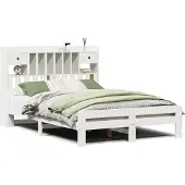 vidaXL Bed met boekenkast zonder matras grenenhout wit 150x200 cm