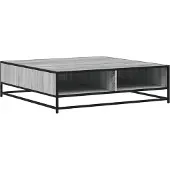 vidaXL Salontafel 100x100x30 cm bewerkt hout en metaal grijs sonoma