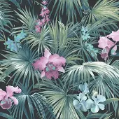 Noordwand behang tropical flowers groen