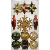 Décoris Kerstballen mixbox 22-delig | kerstrood/goud/groen