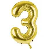 PartyPro Cijfer Ballon '3' Goud (100CM)