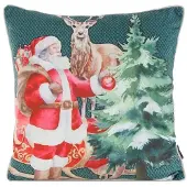 Eurofirany Kerst Sierkussenhoes 45x45cm - Donkergroen & Rood Velours
