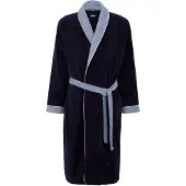BOSS Ochtendjas van marineblauw katoenen fluweel met gestructureerde details