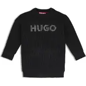 HUGO Gebreide sweaterjurk voor kinderen met logo met studs Maat 150