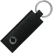 BOSS Sleutelhanger van gestructureerd leer met metalen merkaccent
