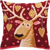 Collection D'Art Kussensloop geborduurd, model "Kerstmis Speculaas", 5390, 40x40 cm, met voorgedrukt borduurpatroon
